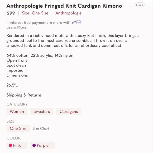 RARE Anthropologie Knit Fringe Kimono Shawl Cape Poncho Free People - Picture 10 of 16